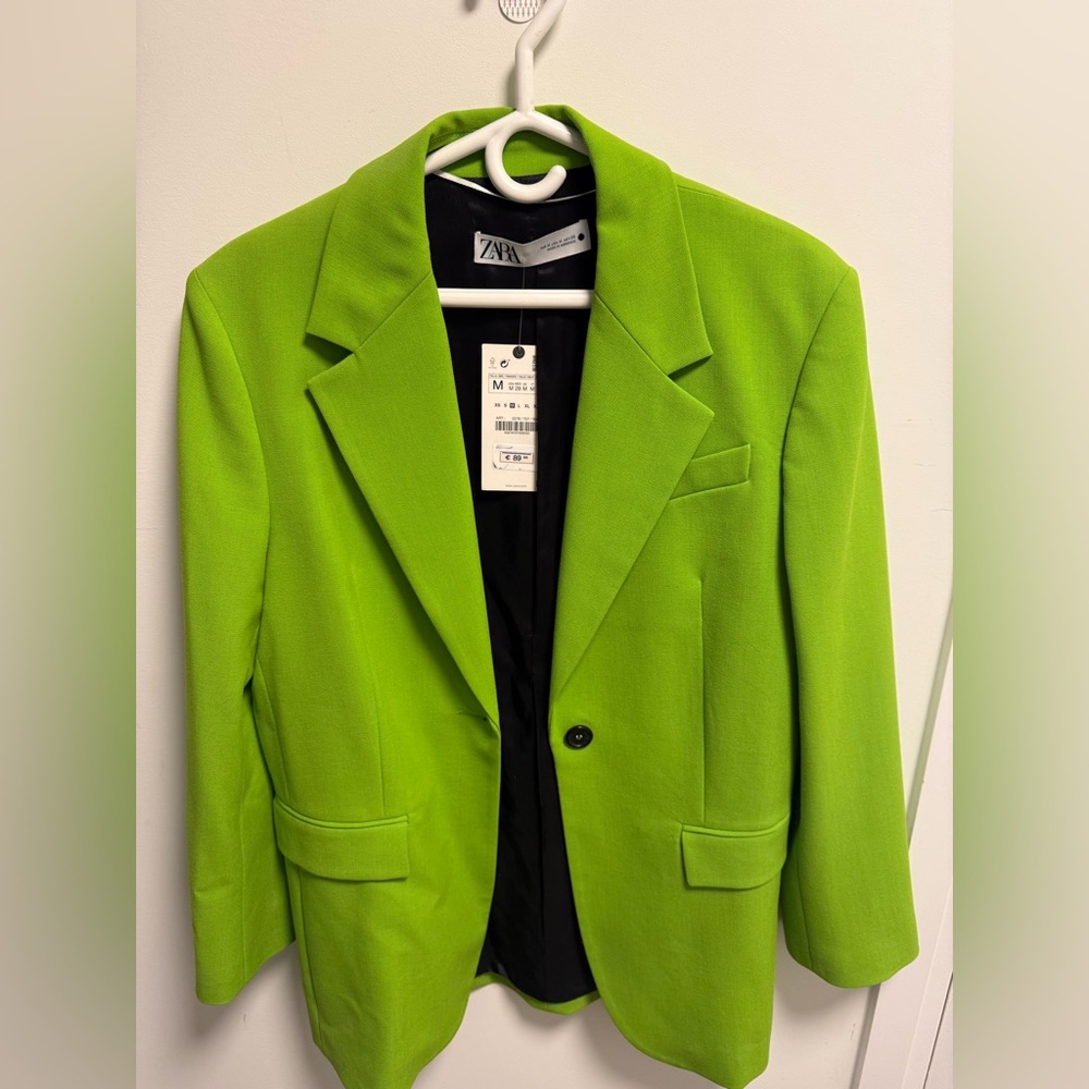 Zara Neon Green Tailored Blazer